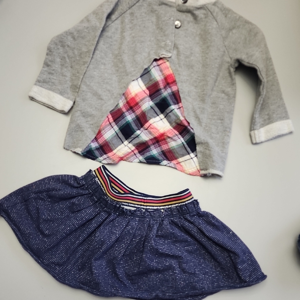 Gray Genius Sweatshirt and Blue Skirt Set - Picture 2 of 2
